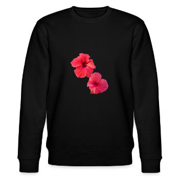 Hibiscus,Fleur,Lotus,Fleur,Floral,Rouge - Sweat bio CHANGER Stanley/Stella Unisexe - noir - Devant - Nik (191cm) & Marisol (170cm)