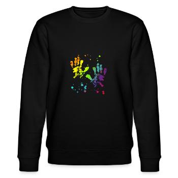 Bunte Hände, Hände, bunt, LGBT - Stanley/Stella Unisex Bio-Sweatshirt CHANGER  - Schwarz - Vorne - Nik (191cm) & Marisol (170cm)