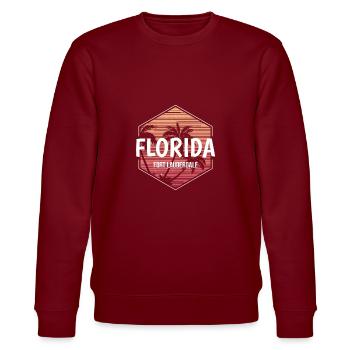 Fort Lauderdale Beach Vacation Souvenir - Stanley/Stella CHANGER Unisex Organic Sweatshirt - burgundy - Front - Nik (191cm) & Marisol (170cm)
