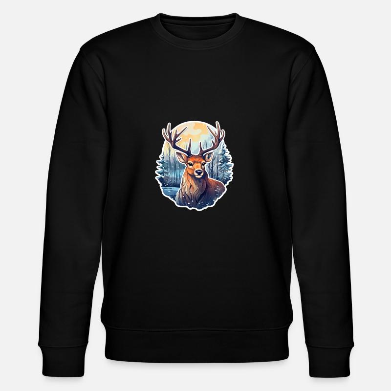 Hirsch in Winterlandschaft - Stanley/Stella Unisex Bio-Sweatshirt CHANGER  - Schwarz