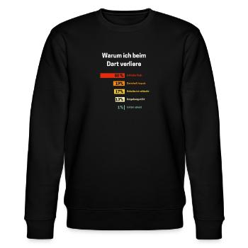 Warum ich beim Dart verliere Dart - Stanley/Stella Unisex Bio-Sweatshirt CHANGER  - Schwarz - Vorne - Nik (191cm) & Marisol (170cm)