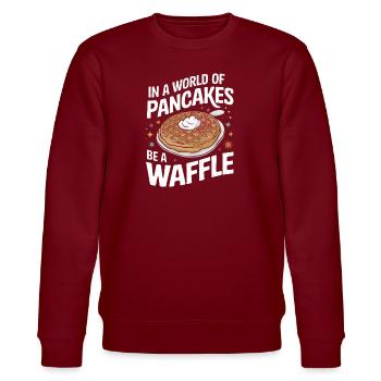 Waffeln Frühstück Süßigkeiten - Stanley/Stella Unisex Bio-Sweatshirt CHANGER  - Burgunderrot - Vorne - Nik (191cm) & Marisol (170cm)