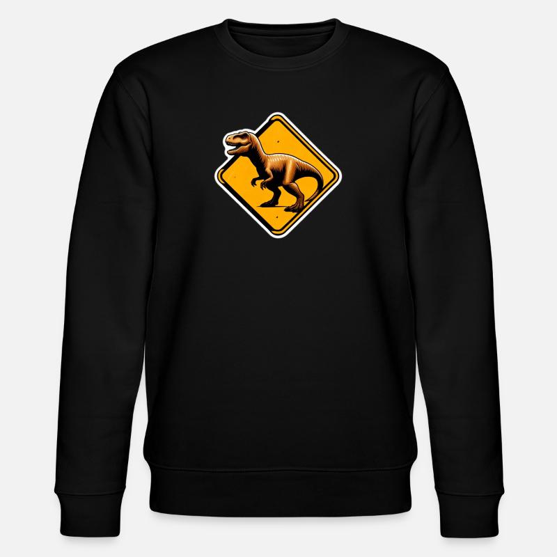 T-Rex Warnschild Illustration - Stanley/Stella Unisex Bio-Sweatshirt CHANGER  - Schwarz