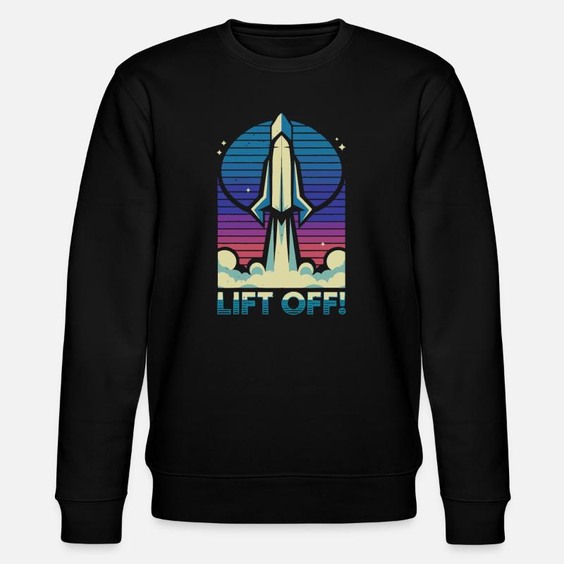 Retro Rocket Launch Illustration - Stanley/Stella CHANGER Unisex Organic Sweatshirt - black