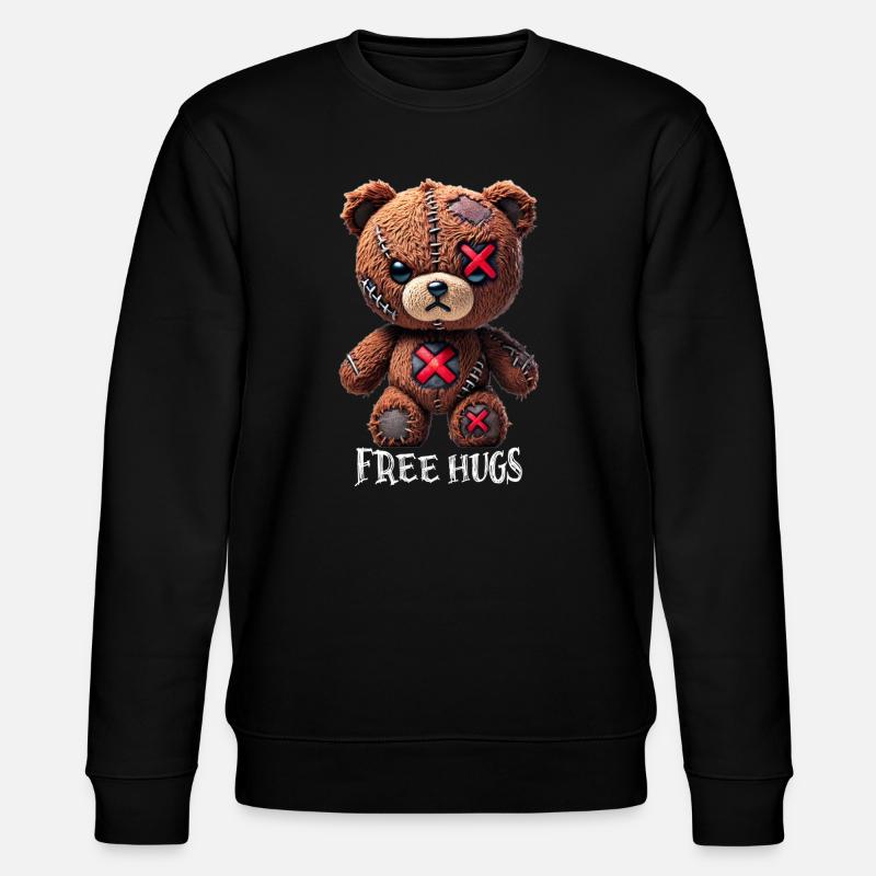 Free Hugs Teddy Bear - Stanley/Stella CHANGER Unisex Organic Sweatshirt - black