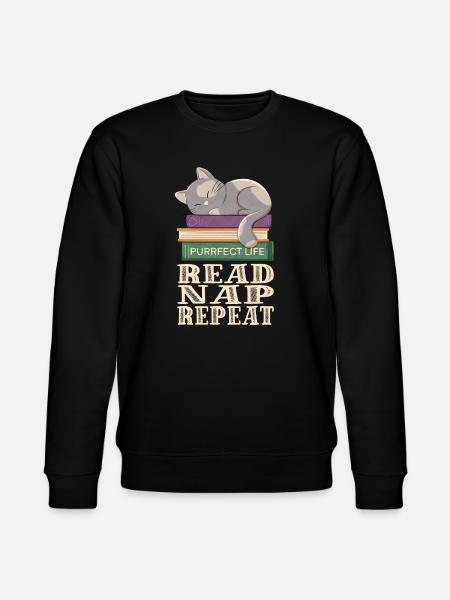 Reading, sleeping, repeating and cats - Stanley/Stella CHANGER Unisex Organic Sweatshirt - black
