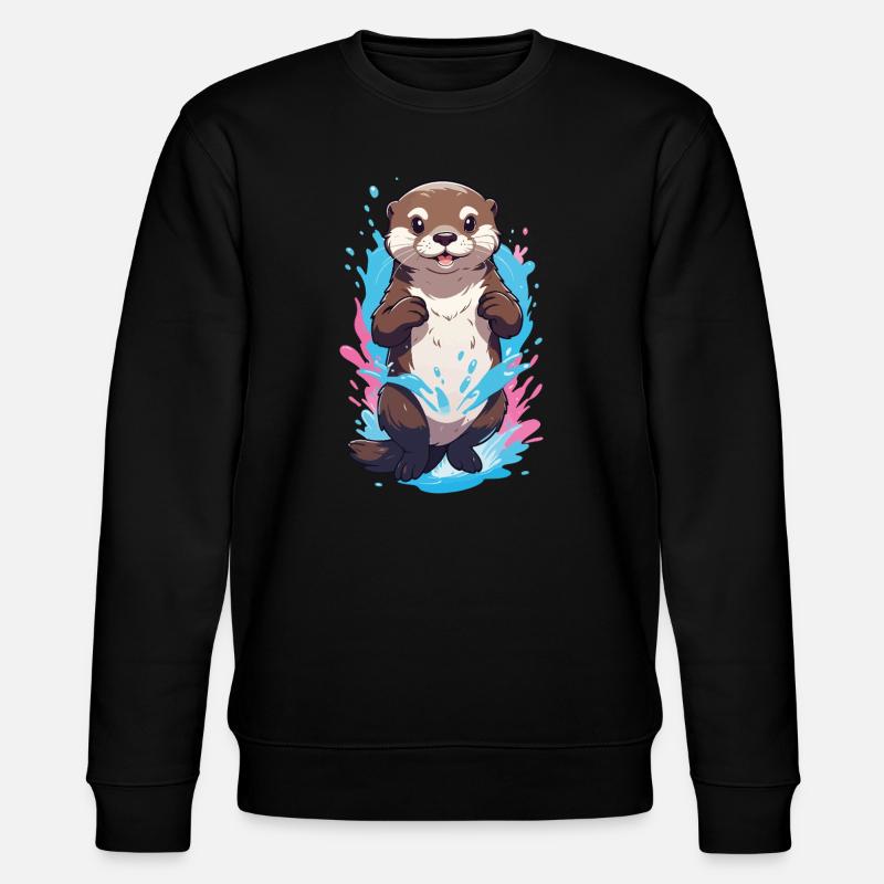 Niedliche verspielte Otter Splash Joy - Stanley/Stella Unisex Bio-Sweatshirt CHANGER  - Schwarz