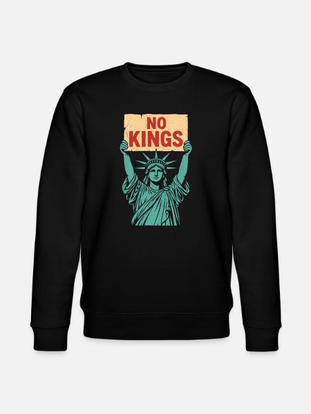 No Kings Patriotic Anti-Monarchy Liberty USA - Stanley/Stella CHANGER Unisex Organic Sweatshirt - black