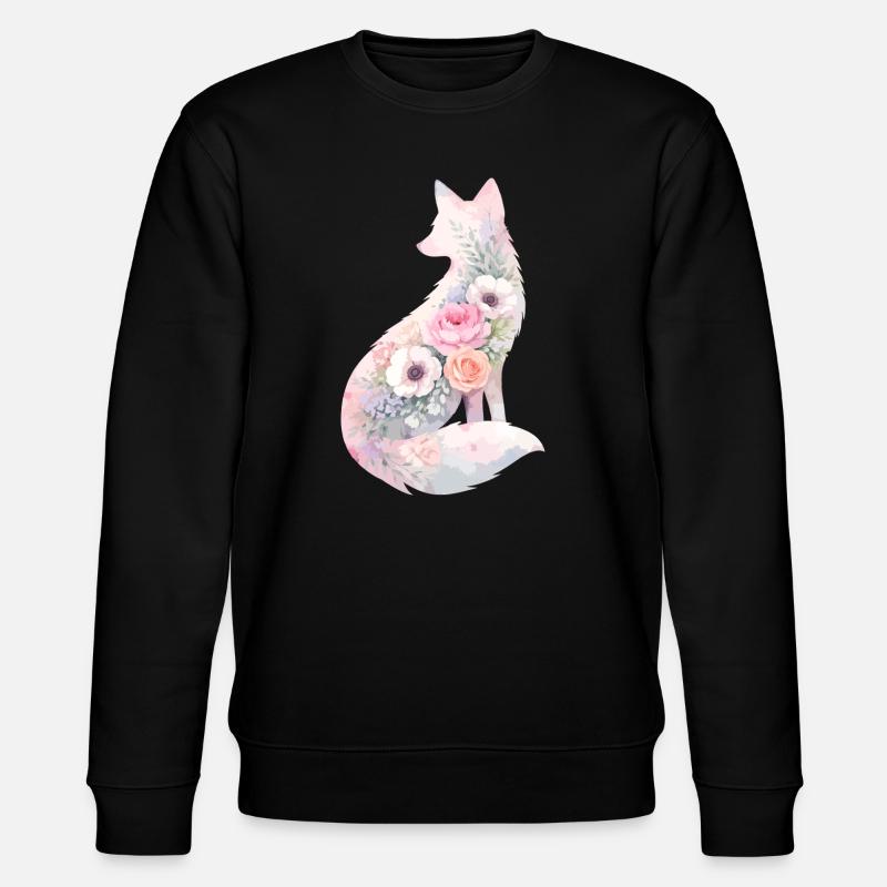 Silhouette de renard Aquarelle Fleurs - Sweat bio CHANGER Stanley/Stella Unisexe - noir
