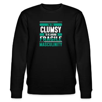 Clumsy Um Fragile Männlichkeit - Stanley/Stella Unisex Bio-Sweatshirt CHANGER  - Schwarz - Vorne - Nik (191cm) & Marisol (170cm)