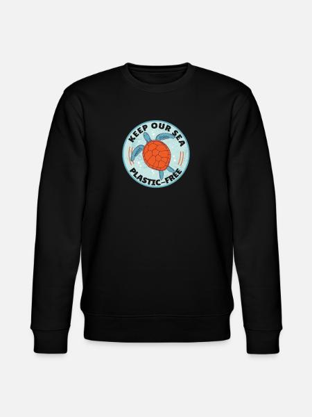 Keep Our Sea Plastic-Free Turtle - Stanley/Stella CHANGER Unisex Organic Sweatshirt - black