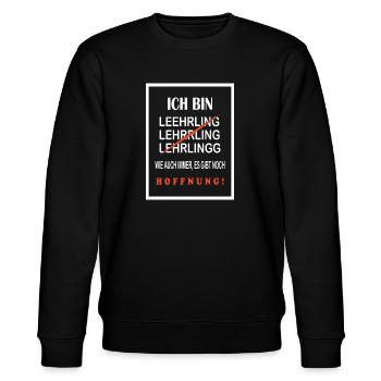 Lustiges Lehrling T-Shirt Hoffnung für alle Azubi - Stanley/Stella Unisex Bio-Sweatshirt CHANGER  - Schwarz - Vorne - Nik (191cm) & Marisol (170cm)