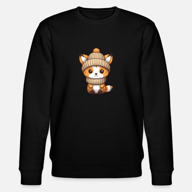 Fuchs Winter Comic - Stanley/Stella Unisex Bio-Sweatshirt CHANGER  - Schwarz