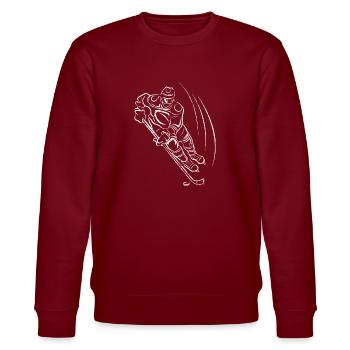 Eishockey Eis Hockey Wintersport Winter Geschenk - Stanley/Stella Unisex Bio-Sweatshirt CHANGER  - Burgunderrot - Vorne - Nik (191cm) & Marisol (170cm)