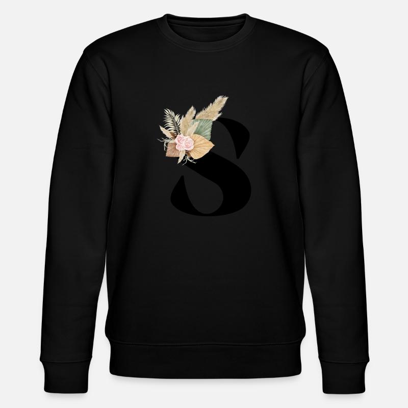 Buchstabe S blumig - Stanley/Stella Unisex Bio-Sweatshirt CHANGER  - Schwarz