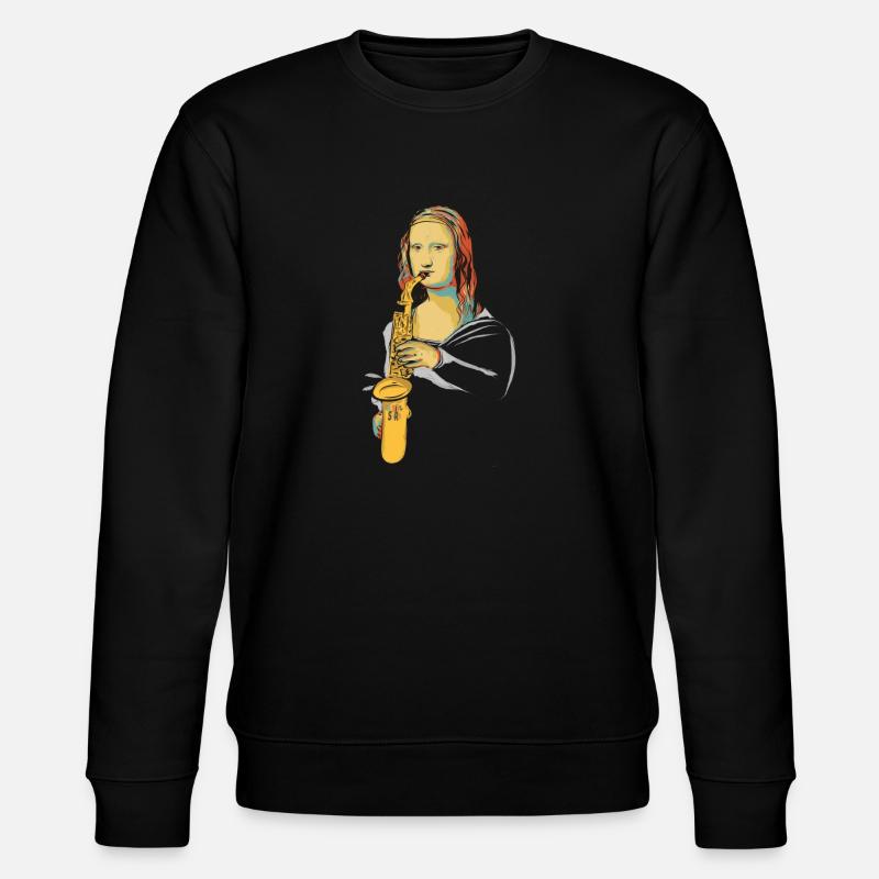 Monalisa spielt Saxophon - Stanley/Stella Unisex Bio-Sweatshirt CHANGER  - Schwarz