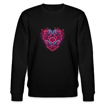 Herz aus Rosen | Illustration | Valentinstag - Stanley/Stella Unisex Bio-Sweatshirt CHANGER  - Schwarz - Vorne - Nik (191cm) & Marisol (170cm)