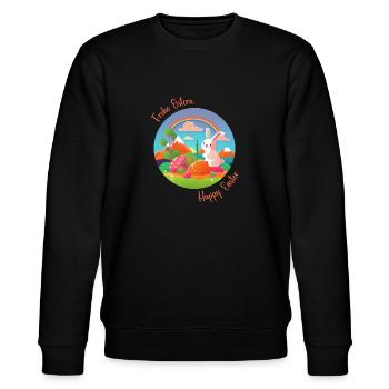 Frohe Ostern, Osterhase, Happy Easter Illustration - Stanley/Stella Unisex Bio-Sweatshirt CHANGER  - Schwarz - Vorne - Nik (191cm) & Marisol (170cm)