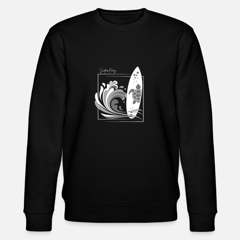 Surfer Herz - Stanley/Stella Unisex Bio-Sweatshirt CHANGER  - Schwarz