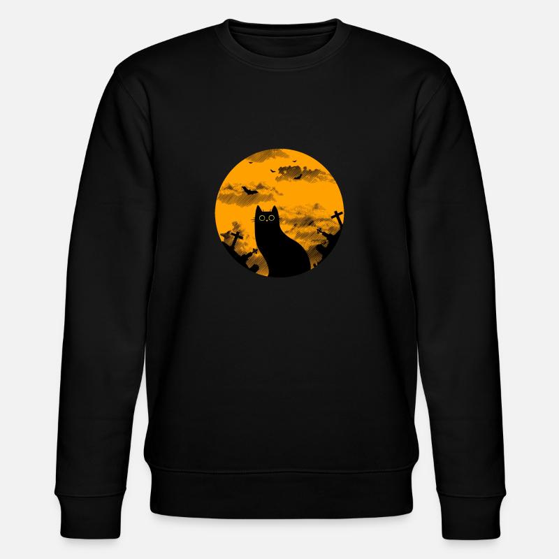 Die Halloween-Katze - Stanley/Stella Unisex Bio-Sweatshirt CHANGER - Schwarz