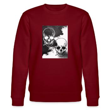 Smoking Skeletton - Stanley/Stella Unisex Bio-Sweatshirt CHANGER  - Burgunderrot - Vorne - Nik (191cm) & Marisol (170cm)