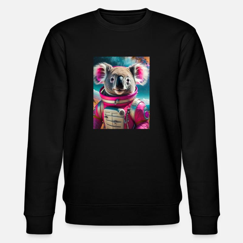 Koala mit Astronautenkleid - Stanley/Stella Unisex Bio-Sweatshirt CHANGER  - Schwarz