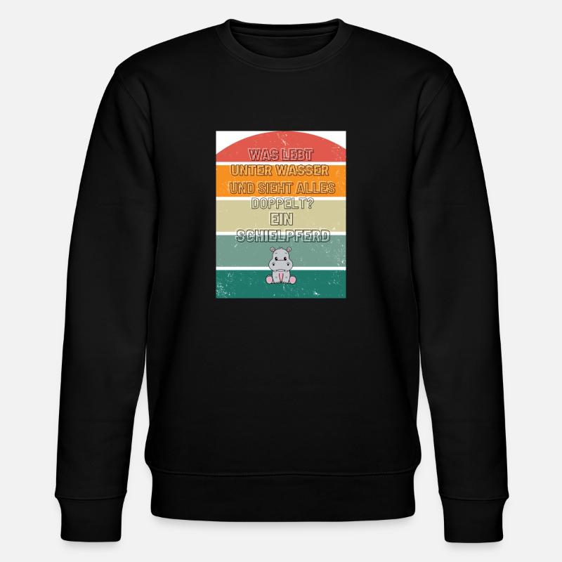 Retro Nilpferd - Stanley/Stella Unisex Bio-Sweatshirt CHANGER  - Schwarz