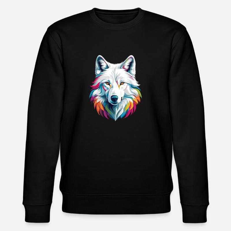 Weißer Wolf - Stanley/Stella Unisex Bio-Sweatshirt CHANGER  - Schwarz