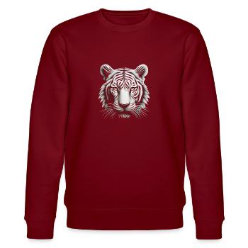 Enigmatic Op Art Tiger Illusion Artwork - Stanley/Stella CHANGER Unisex Organic Sweatshirt - burgundy - Front - Nik (191cm) & Marisol (170cm)