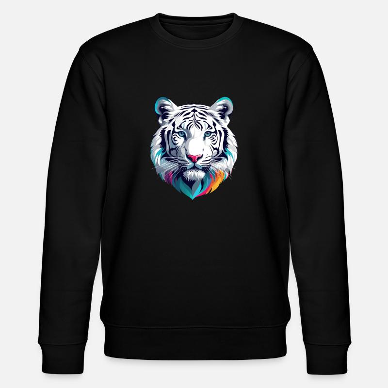 Weißer Tiger - Stanley/Stella Unisex Bio-Sweatshirt CHANGER  - Schwarz