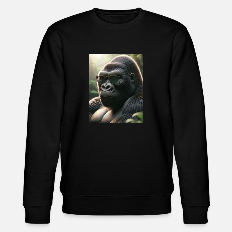 Gorilla mit Sonnenbrille - Stanley/Stella Unisex Bio-Sweatshirt CHANGER  - Schwarz