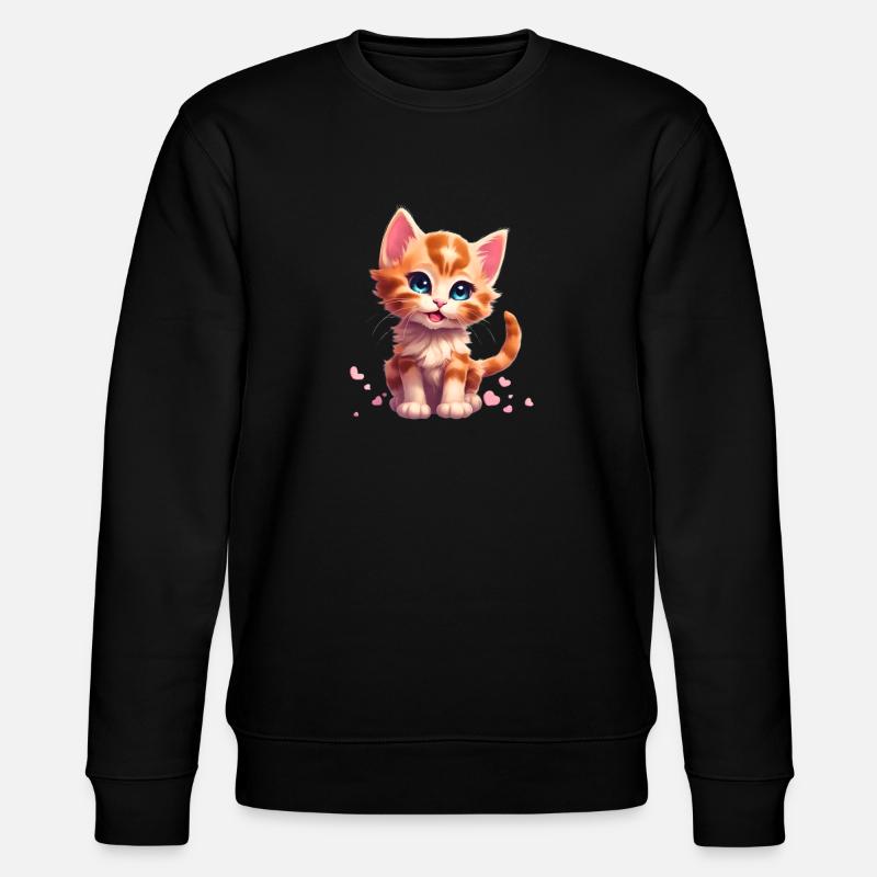 Cute kitten with hearts - Stanley/Stella CHANGER Unisex Organic Sweatshirt - black