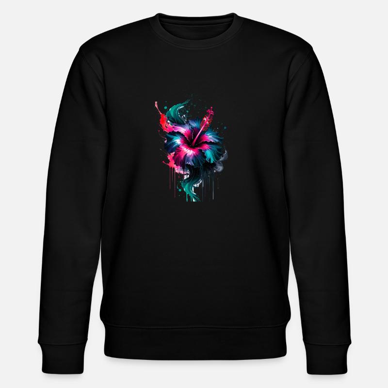 encre,hibiscus,illustration,peinture,graffiti,fleur - Sweat bio CHANGER Stanley/Stella Unisexe - noir