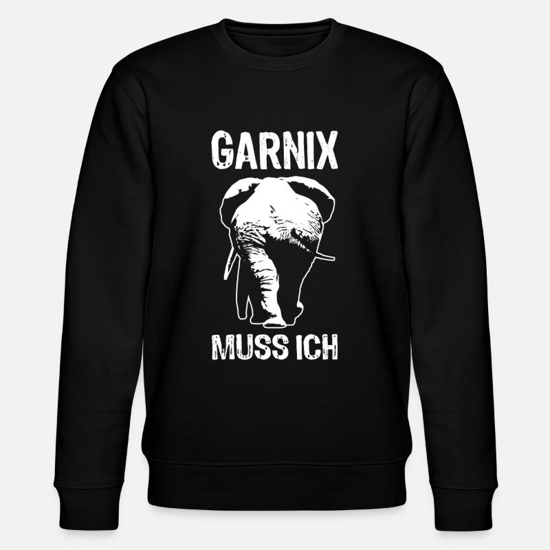 Garnix muss ich - Elefant - Spruch - Stanley/Stella Unisex Bio-Sweatshirt CHANGER  - Schwarz
