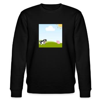Kuh und Schwein spielen in der Sonne| Kindermerch - Stanley/Stella Unisex Bio-Sweatshirt CHANGER  - Schwarz - Vorne - Nik (191cm) & Marisol (170cm)