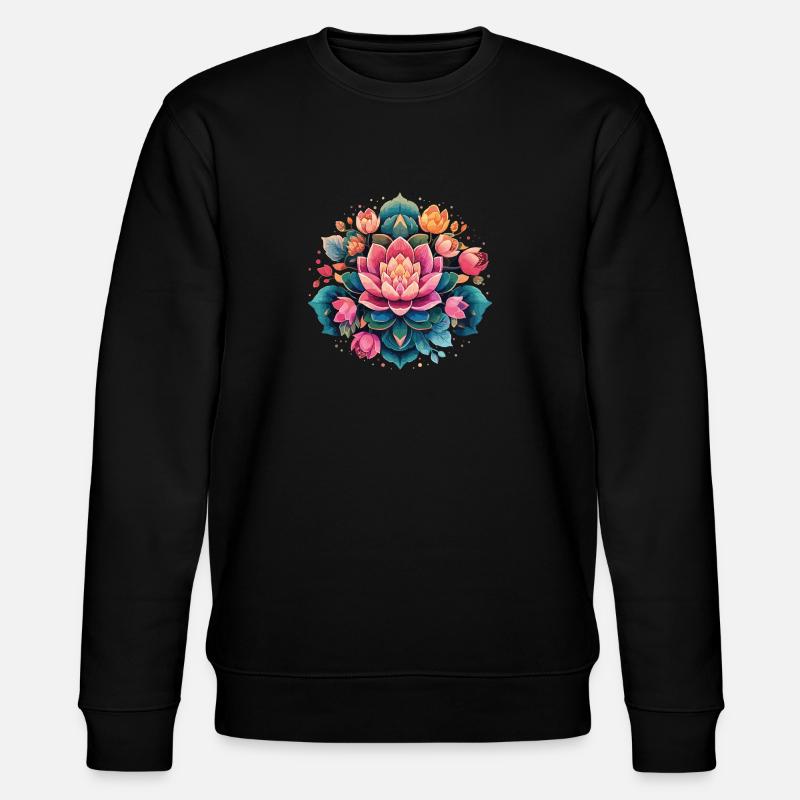 Meditative Blühende Lotusblume Mandala - Stanley/Stella Unisex Bio-Sweatshirt CHANGER  - Schwarz