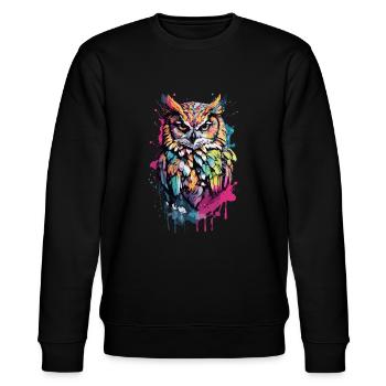 Hibou Plumes colorées fraîches dans cet oiseau design - Sweat bio CHANGER Stanley/Stella Unisexe - noir - Devant - Nik (191cm) & Marisol (170cm)