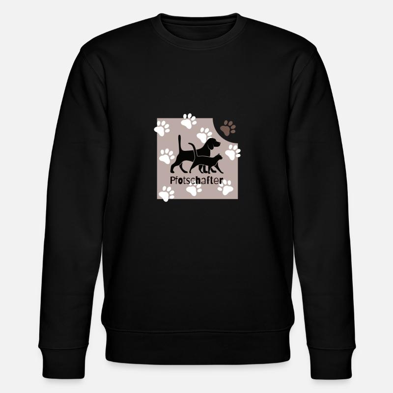 Pfotschafter Hund, Katze, Pfoten - Stanley/Stella Unisex Bio-Sweatshirt CHANGER  - Schwarz