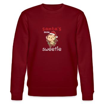 Monkey Christmas Santa's little sweetie - Stanley/Stella CHANGER Unisex Organic Sweatshirt - burgundy - Front - Nik (191cm) & Marisol (170cm)