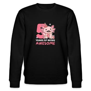 Axolotl for 5th birthday children five years old - Stanley/Stella CHANGER Unisex Organic Sweatshirt - black - Front - Nik (191cm) & Marisol (170cm)