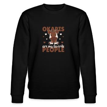Okapis are my dearest people - sweet okapi - Stanley/Stella CHANGER Unisex Organic Sweatshirt - black - Front - Nik (191cm) & Marisol (170cm)