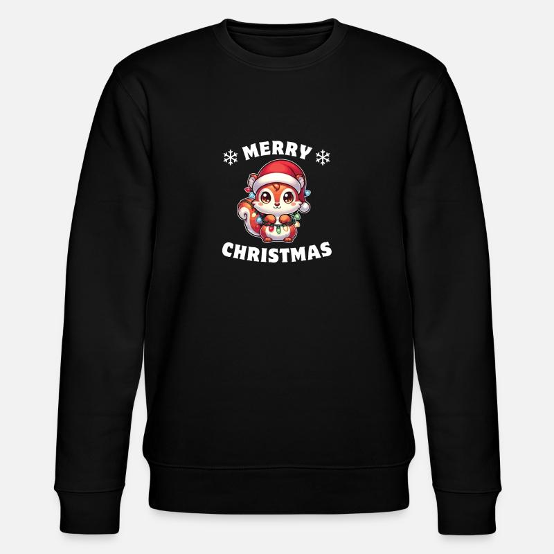 Weihnachten Lichterkette Eichhörnchen - Stanley/Stella Unisex Bio-Sweatshirt CHANGER  - Schwarz