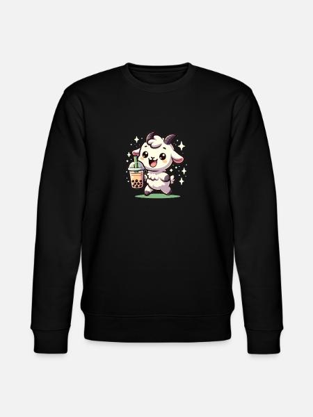 Kawaii Goat Bubble Tea Boba Goat - Stanley/Stella CHANGER Unisex Organic Sweatshirt - black