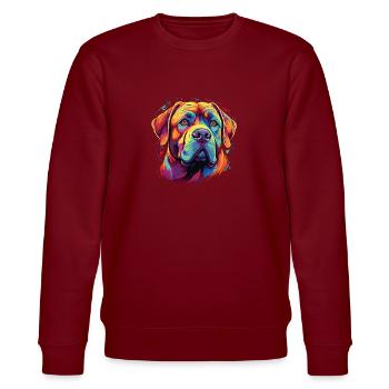 Wasserfarben Farbenfroher Bordeauxdogge - Stanley/Stella Unisex Bio-Sweatshirt CHANGER  - Burgunderrot - Vorne - Nik (191cm) & Marisol (170cm)