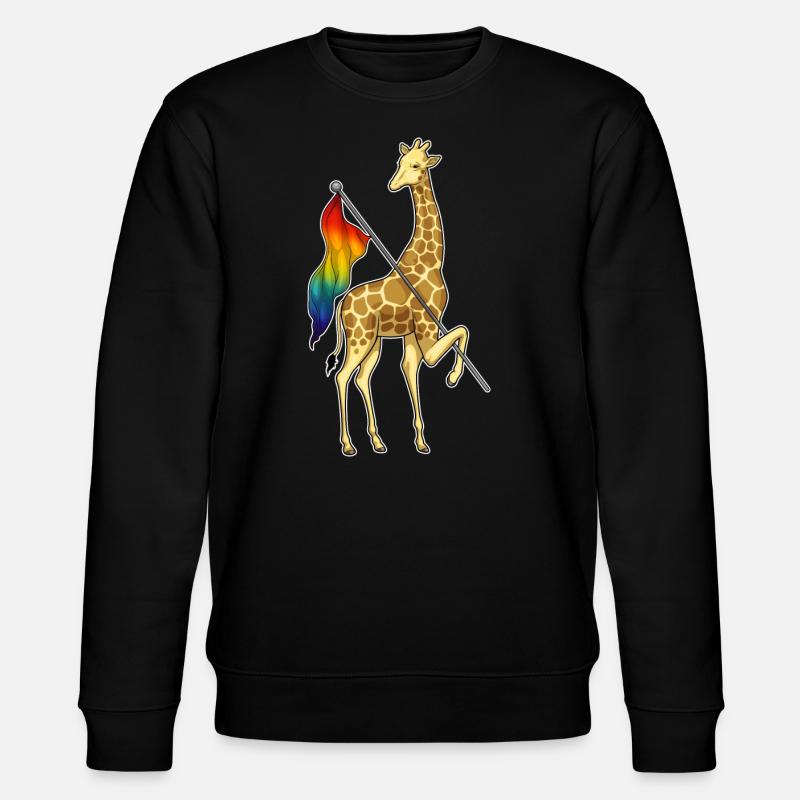 Giraffe Rainbow Flag - Stanley/Stella CHANGER Unisex Organic Sweatshirt - black