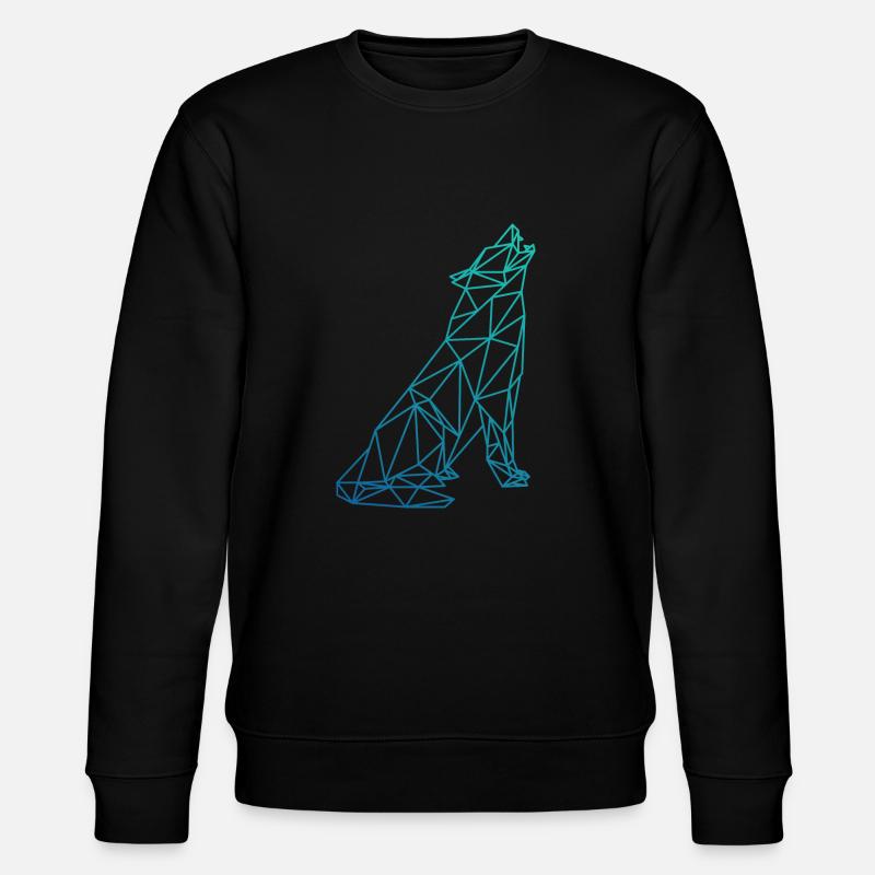 WOLF Abstrakt Polygon geometrisch Geschenk - Stanley/Stella Unisex Bio-Sweatshirt CHANGER - Schwarz