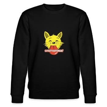 Katze Zunge Haustier Cat Comic - Stanley/Stella Unisex Bio-Sweatshirt CHANGER  - Schwarz - Vorne - Nik (191cm) & Marisol (170cm)