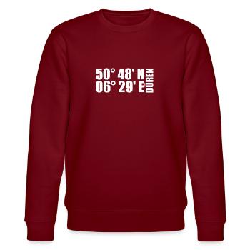 Düren Koordinaten - Stanley/Stella Unisex Bio-Sweatshirt CHANGER  - Burgunderrot - Vorne - Nik (191cm) & Marisol (170cm)