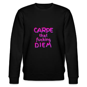 Carpe That Fucking Diem - Stanley/Stella Unisex Bio-Sweatshirt CHANGER  - Schwarz - Vorne - Nik (191cm) & Marisol (170cm)