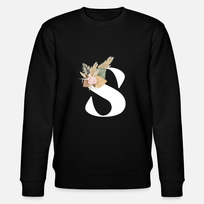 lettre S fleuris - Sweat bio CHANGER Stanley/Stella Unisexe - noir